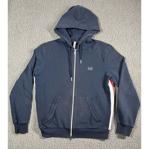Sun 68 Blue Tech Fleece Jacket Full Zip Hooded Sweater Men's Medium Sun68